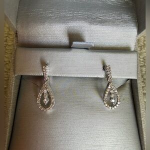 Zales 10k White Gold Diamond Accent Teardrop Drop Earrings